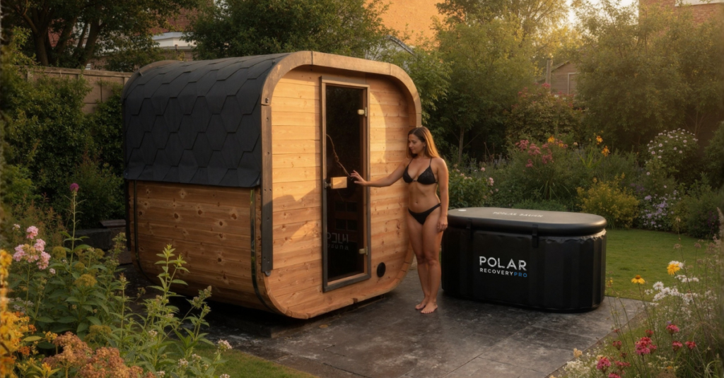 Outdoor sauna and ice bath by Polar Recovery